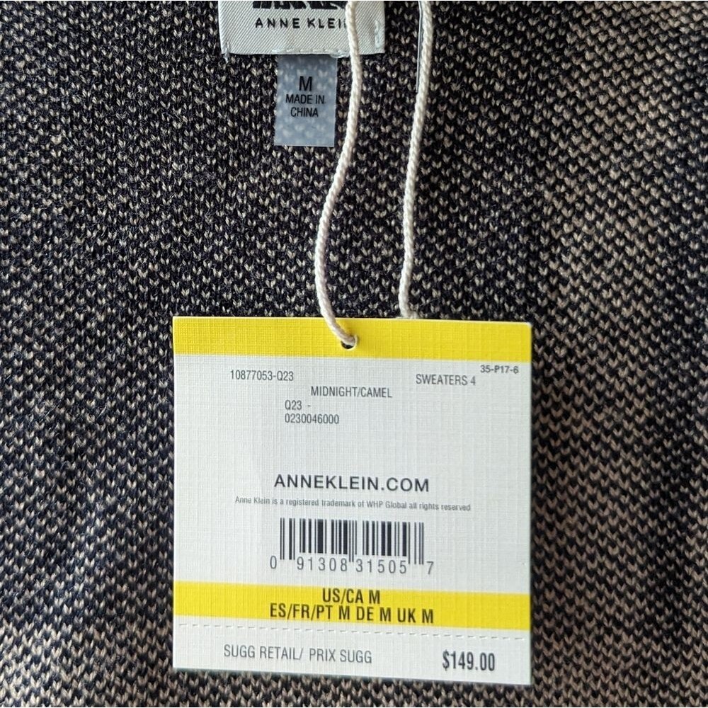 Anne Klein Midnight Camel Plaid Sweater Medium NWT - Picture 7 of 7